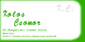 kolos csomor business card